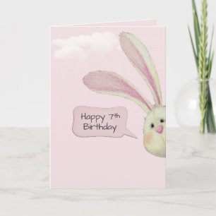 Cartão 7 Birthday Bunny A Rosa