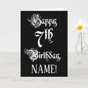 Cartão 7 Birthday: Rico, Script Elegante + Nome Personali