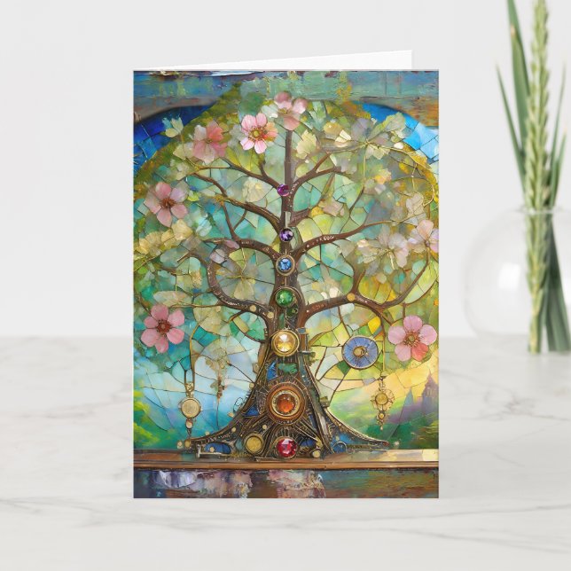 Cartão 7 Chakra Blossoming Tree Of Life (Frente)