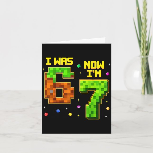 Cartão 7 Year Old Birthday Funny I Was 6 Now I'm 7 Six Se (Frente)