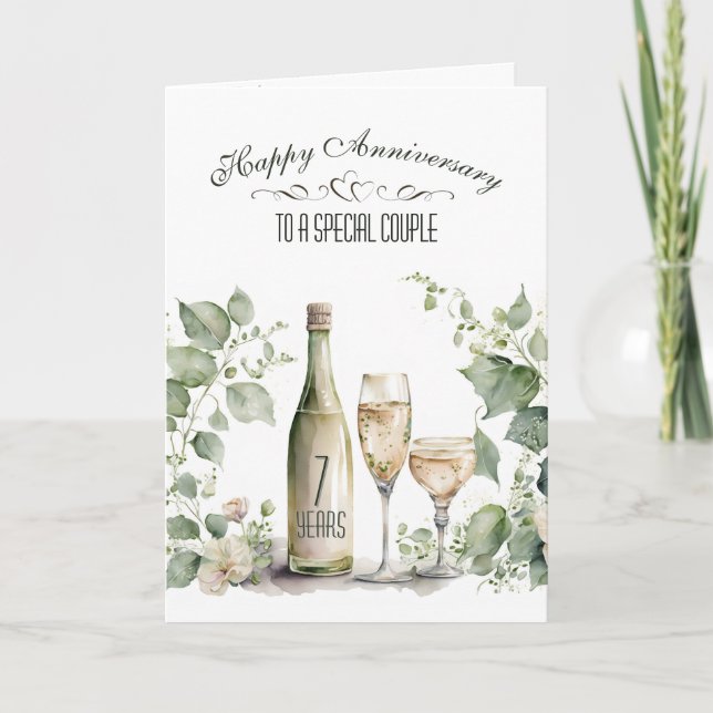 Cartão 7th Wedding Anniversary Wine and Ivy   (Frente)