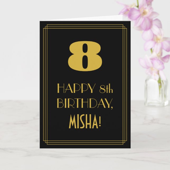 Cartão 8º Aniversário ~ Arte Deco Inspirou a aparência "8 (Orquídea)