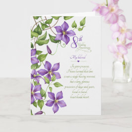 Cartão 8º Aniversário de Casamento Clematis Vine Sentimen