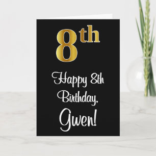Cartão 8º aniversário ~ Legant Luxuriant Faux Dourado L