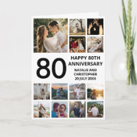 80 Aniversário 13 Colagem de Fotos Preta e Branca