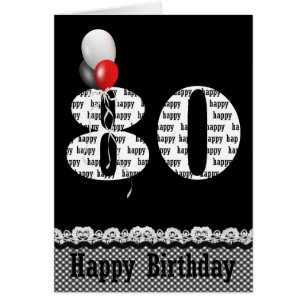 Cartão 80 aniversário com buquê de balão