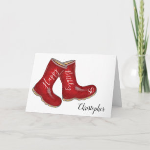 Cartão 80 aniversário de pai de botas solteiras/ avô/ hom