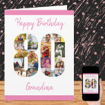 Cartão 80 Aniversário Número 80 Colagem de Fotos Personal<br><div class="desc">Crie sua própria placa de aniversário de 80 com uma colagem de fotos única. Este grande cartão de aniversário tem um grande número 80 cheio de fotos da sua família favorita e pode ser personalizado para a avó, mãe ou com um nome. O modelo está configurado para que você edite...</div>