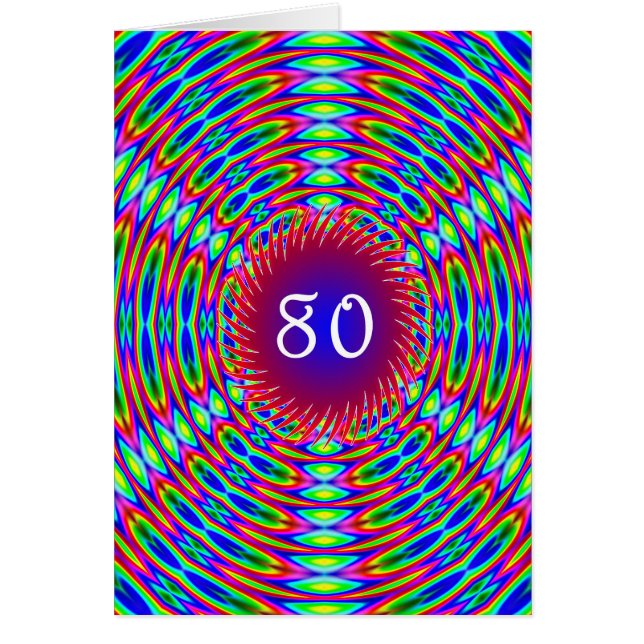 Cartão 80 Birthday Abstrato Trippy Swirls (Frente)