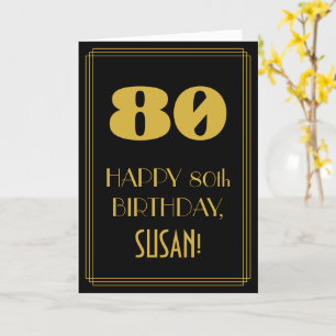 Cartão 80 Birthday - Arte Deco Inspirou "80" & Nome