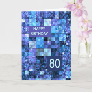 Cartão 80 Birthday, Blue Squares,