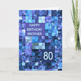 Cartão 80 Birthday Brother, Blue Squares,