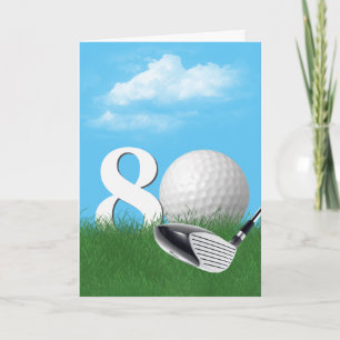 Cartão 80 Birthday Golf Ball Em Grass