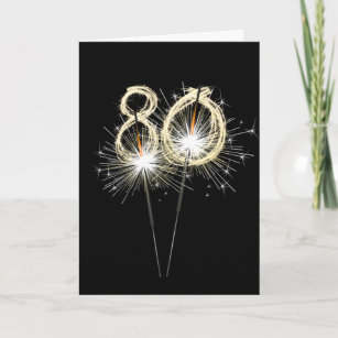 Cartão 80 Birthday Sparklers de Preto