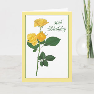 Cartão 80 Birthday Yellow Rose