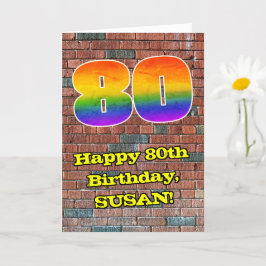 Cartão 80 de aniversário: Arco-Íris 80 inspirado no Grafi