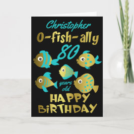 Cartão 80 de Peixe Engraçado Aniversário