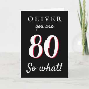 Cartão 80 e daí Tipografia Divertida Preto Aniversário de
