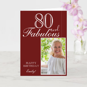 Cartão 80 e Fabuloso Elegante Foto de Aniversário de 80 A