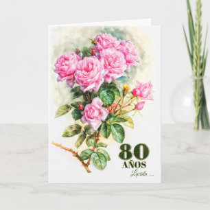 Cartão 80 espanhol Birthday Vintage Rosa Garden