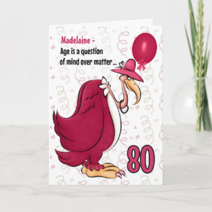 Cartão 80 Funny Birthday Pink Buzzard com Nome