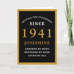 Cartão 80 Personalizado Aniversário de 1941 Chic Dourado