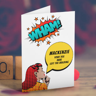 Cartão 80 Personalizado Aniversário Vintage Comic Engraça