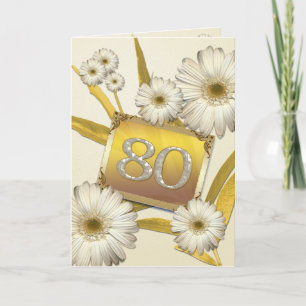 Cartão 80th Birthday card with daisies.