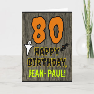 Cartão 80th Birthday: Spooky Halloween Theme, Custom Name