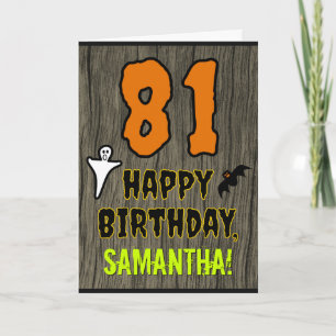 Cartão 81º Aniversário: Tema Assustador de Halloween, Nom
