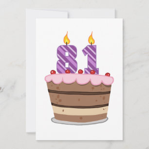 Cartão 81 anos de idade no Bolo de Aniversário