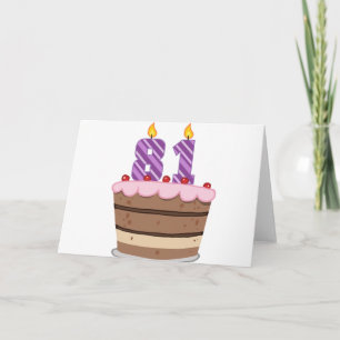 Cartão 81 anos de idade no Bolo de Aniversário