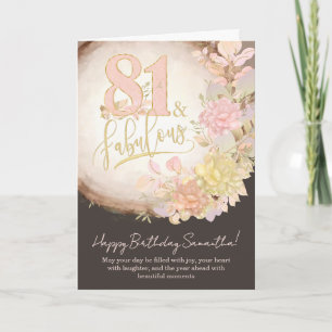 Cartão 81 & Fabuloso Floral Foto Aniversário Personalizad