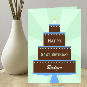 Cartão 81st Birthday Card Cake and Custom Name