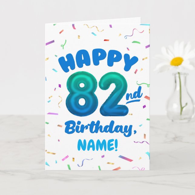 Cartão 82nd Balloon Number Custom Name Birthday Card (Planta pequena)