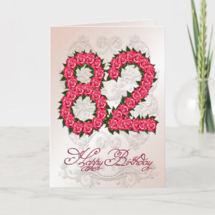 Cartão 82nd birthday card with roses and leaves