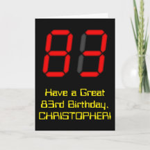 83º Aniversário: Estilo Relógio Digital Vermelho "