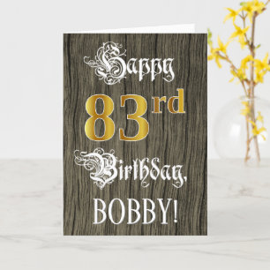 Cartão 83.o aniversário: Olho Dourado Faux + Padrão De 