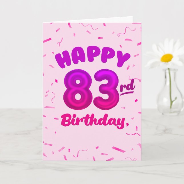 Cartão 83rd Balloon Number Custom Name Birthday Card (Planta pequena)