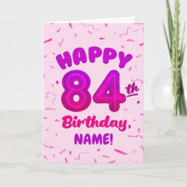Cartão 84th Balloon Number Custom Name Birthday Card