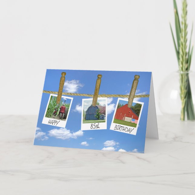 Cartão 85.º Aniversário do Barns e Instantâneos do Trator (Frente)