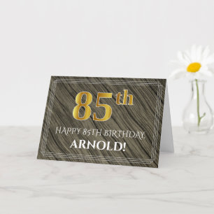 Cartão 85.º aniversário do Elegante: Faux Wood, Faux Do