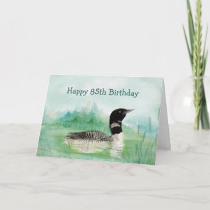 Cartão 85. º aniversário Humor Watercolor Loon Bird Nat