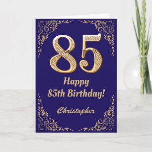 Cartão 85.º Quadro Azul de Marinho de Aniversário e Leve