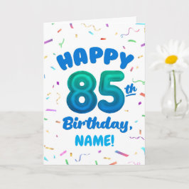 Cartão 85th Balloon Number Custom Name Birthday Card
