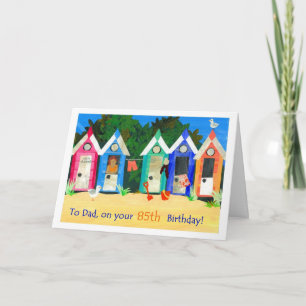 Cartão 85th Birthday Card for a Father - Beach Huts
