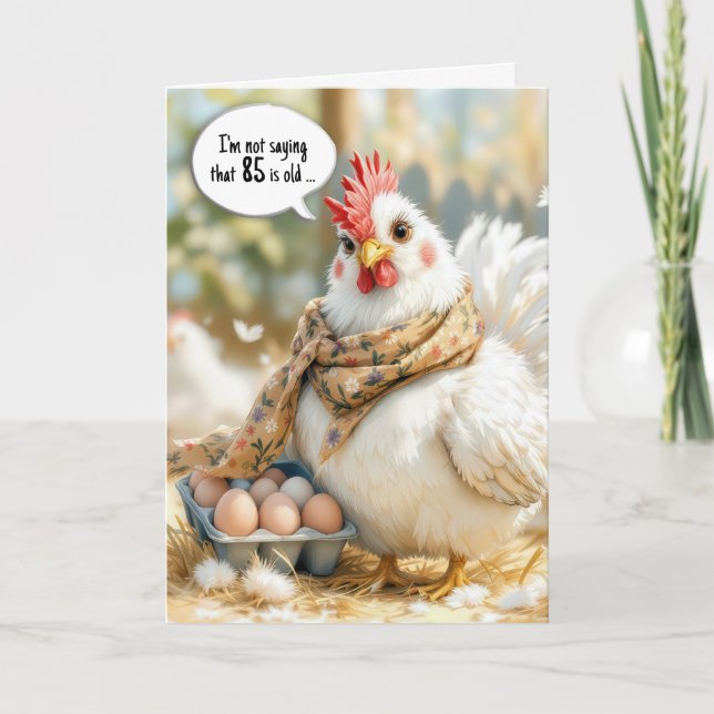 Cartão 85th Birthday Hen With Eggs in Carton (Frente)