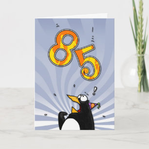 Cartão 85th Birthday - Penguin Surprise Card