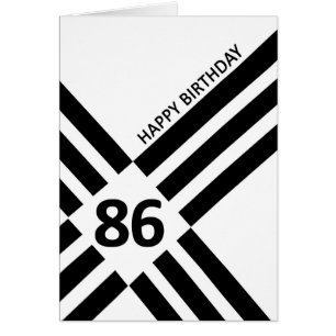 Cartão 86º aniversário do Design de Linha Negra Diagona