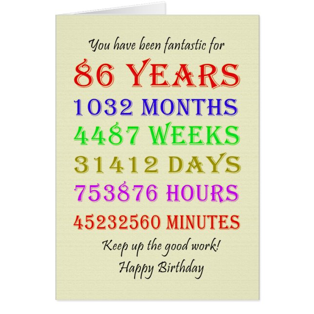 Cartão 86.º Aniversário — Marcos (Frente)